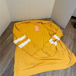 Yellow Long Sleeve Shirt with White Stripes